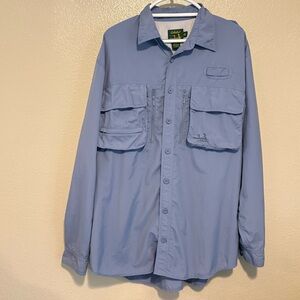 Cabela’s Guidewear Blue Button Up Long Sleeve Vented Shirt Fishing Hiking XLT
